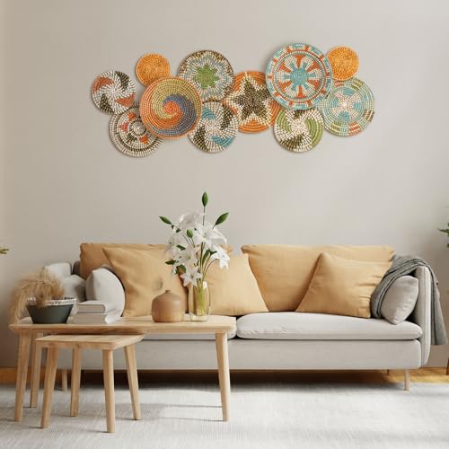 Tatuo 11 Pcs Boho Wall Basket Decor Bulrush Woven Wall Hanging Art Round Farmhouse Rustic Handmade Wicker for Summer Home, Bedroom, Living Room, Kitchen Decorations, Multi Sizes(Farmhouse) - style: Farmhouse