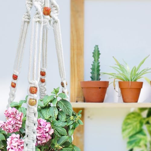 Belit Macrame Plant Hangers Indoor Outdoor 2 Pack Hanging Planters Basket with 2 Hooks Decorative Flower Pots Stand Home Decor - color: Ivory, size: 31.5"- 1 Tier