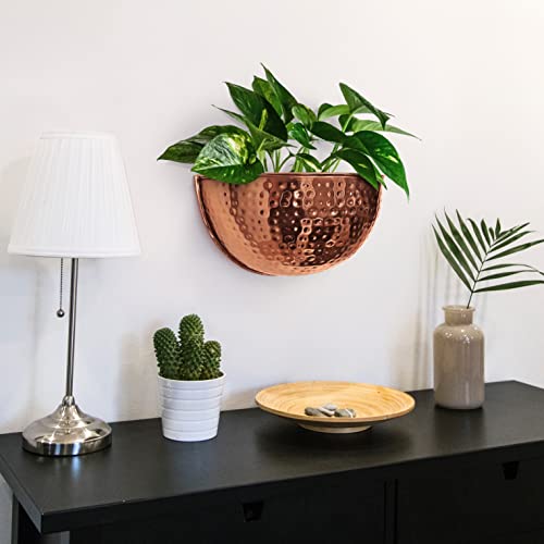 Allegorie Metal Wall Planter | Indoor or Outdoor Hanging Plant Pot | Farmhouse Decor & Boho Kitchen Decoration for Herbs & Succulents and Living Wall 12x7 (Copper) - color: Copper