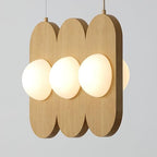 Orbita - Modern 3-Light Wood Linear Pendant Fixture, Frosted Glass Globe Shades, Integrated LED, Warm White, Adjustable Hanging Ceiling Light for Dining, Kitchen, Living Space - color: Orbita - 3 Light