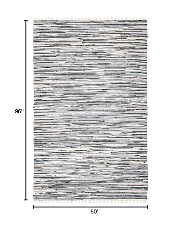 SAFAVIEH Rag Rug Collection Area Rug - 5' x 8', Black & Multi, Handmade Boho Stripe Cotton, Ideal for High Traffic Areas in Living Room, Bedroom (RAR129Q) - color: Black/Multi, size: 5' x 8' (Rectangular)