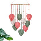 TUDRUKU Macrame Wall Hanging, Pink Leaf Boho Wall Decor, 15.7 x 36 in - color: Pink