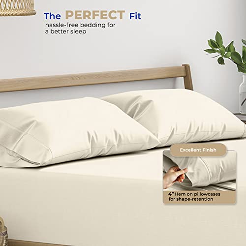 THREAD SPREAD 100% Cotton Pillow Cases Queen Size Set of 2 - Luxury 400 Thread Count Queen Pillow Cases (Ivory), Soft Cooling Breathable Hotel Cotton Pillowcases, Fits Standard Pillows - color: Ivory, size: Queen - Pack of 2