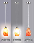 karyfine Art Glass Mini Pendant Lights Kitchen Island Marble Glass Pendant Light Shade with Brushed Nickel Finish Ceiling Hanging Lights for Kitchen Over Sink,Dining/Living Room Red Marble-1Pack - color: Red marble -1Pack