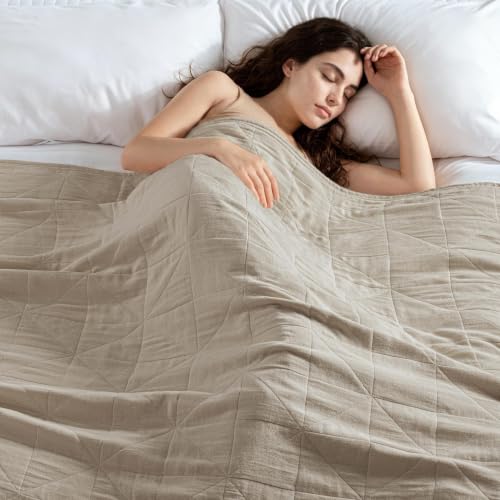 Exclusivo Mezcla 100% Cotton Muslin Throw Blanket for Couch, 4-Layer Moisture-Wicking and Breathable Ultra Soft Gauze Blanket for Spring Summer, 50"x60", Khaki - color: Khaki, size: Throw (50"x60")