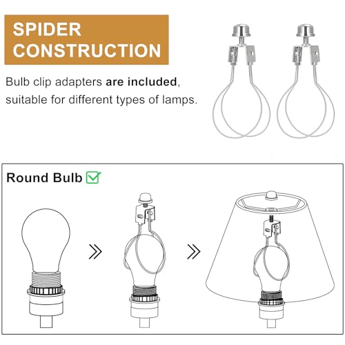 Small Rattan Lamp Shades Set of 2, Boho Lamp Shades for Table Lamps, 5.5" Top x 10" Bottom x 6.6" High, Wicker Lampshade Replacement for Bedroom, Hand Woven, Spider, Bulb Clip Adapters Included - color: Brown Rattan