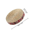 SUPVOX Woven Floor Pillow Meditation Cushion Handmade Indoor Seating Mat 30cm Diameter Bohemian Red Natural Grass Floor Cushion for Mindfulness Practice and Home Decor