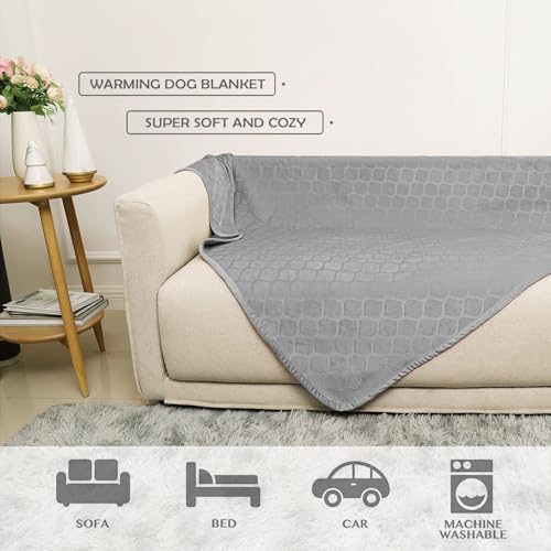 fuguitex Waterproof Dog Blanket Bed Cover Dog Crystal Velvet Moroccan Fuzzy Cozy Plush Pet Blanket Throw Blanket for Couch Sofa(82 * 102 inch, Light Grey+Grey) - color: Light Grey+grey, size: 82x102 Inch (Pack of 1)