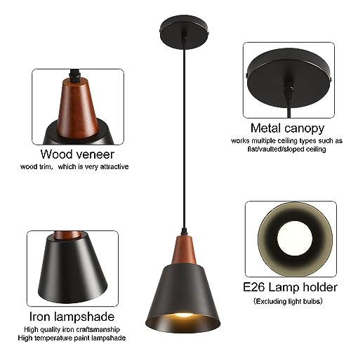 3 Pack Pendant Lights, Black Pendant Lights Kitchen Island,Wood Dome Minimalist Industrial Ceiling Hanging Lights for Kitchen Island, Barn, Dining Room - color: Gold