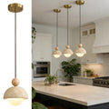 7.1inch Wabi Sabi Pendant Light, Yellow Travertine Pendant Light Fixture, Natural Stone & Wood Hanging Lamp for Kitchen Island, Hallway, Bedroom Bedside, Living Room, Dining Room (1pcs) - color: 7.1inch stone-1pcs