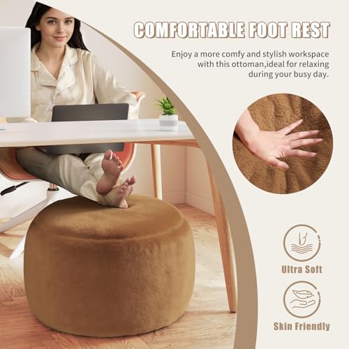 Gericco Round Pouf Ottoman Foot Rest, 29 X 18Inch Floor Poufs Footstool, A Round Modern Foam Filled Foot Stool for Living Room, Home, Nursery, Dorm (Orange, 29Inch) - color: Orange, size: 29.9"D x 29.9"W x 17.7"H