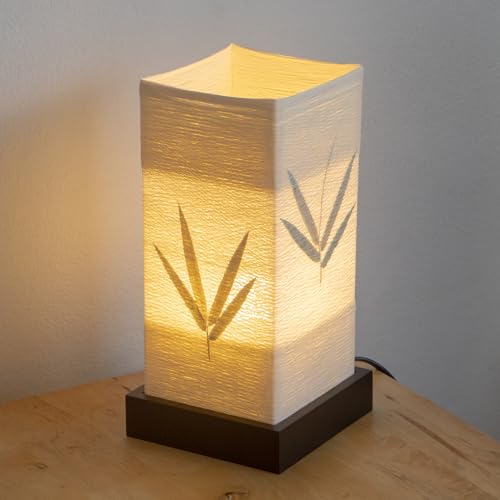 Japanese Lamp Lantern Asian - Table Lamp Japanese Decor Bamboo Lamp for Nightstand, Dresser, Living Room, Kids Room, Dorm, Office - Instructions + Lightbulb Included - color: Bamboo Leaf (Dimmable)
