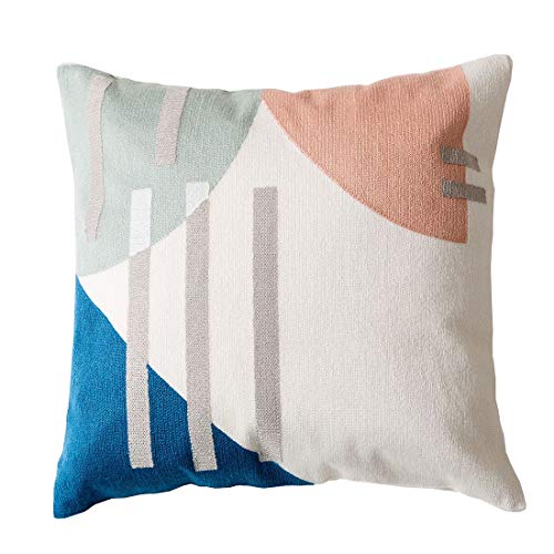 vctops Boho Geometric Tufted Decorative Throw Pillow Cover Farmhouse Cotton Embroidery Accent Square Cushion Case for Couch Sofa Bed (EmbroideryR, 18"x18") - color: Embroideryr, size: 18" x 18" (Pack of 1)