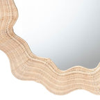 bali & pari Hasana Coastal Scalloped Natural Rattan Round Accent Wall Mirror