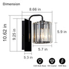 Grneric Crystal Wall Sconces,Black Sconce Wall Light Fixtures Modern Sconces Wall Lighting Single Indoor Wall Sconce for Living Room Bathroom Hallway Stairway Bedroom 10 Inch - color: Crystal Glass Sttyle