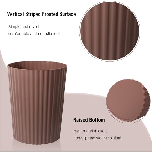 JiatuA Small Trash Can Plastic Wastebasket Round Garbage Container Bin for Bathroom, Kitchen, Bedroom, Home Office, College Dorm, Brown - color: Brown, size: 1.8 Gallons