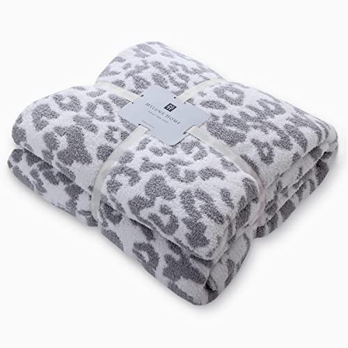 MH MYLUNE HOME Ultra Soft Leopard Throw Blanket (50x60 inches) Microfiber Blanket Plush Warm Reversible Cheetah Blanket Snow Leopard Pattern Throw for Couch Bed Sofa - White Gray, 50"x60" - color: Leopard Gray, size: 50"x60" - 550 GSM