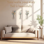CarryWise 3 Piece Metal Flower Wall Art for Bedroom Living Room, Flower Blue gold - color: Blue Gold & Vase Flower