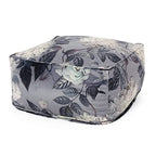 Foamma Pouf Ottoman Gray+ Flower, 24"x24"x12" - Square Ottoman Foot Rest for Living Room and Bedroom, Pouf Footstool with Velvet Cover, Foot Rest for Couch, Boho Furniture for Home - color: Gray + Flower