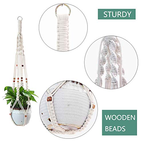 Belit Macrame Plant Hangers Indoor Outdoor 2 Pack Hanging Planters Basket with 2 Hooks Decorative Flower Pots Stand Home Decor - color: Ivory, size: 31.5"- 1 Tier