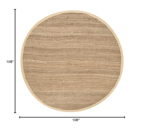 SAFAVIEH Natural Fiber Collection 9' Round Natural NF732A Handmade Farmhouse Premium Jute Area Rug - size: 9' (Round)
