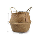 DOKOT Seagrass Plant Basket with Handles, Wicker Woven Storage Basket (8.3inch Diameter x 9inch Height), Natural - size: M (8.3" D x 9" H)