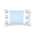 Hofdeco Premium Grandmillennial Coastal Hampton Patio Indoor Outdoor Lumbar Pillow Cover Only, 12"x20" Water Repellent for Backyard, Couch, Poolside, Blue Green Block Print Striped Lily of the Valley - color: Baby Blue Green Block Print Striped Lily of th