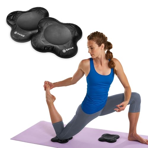 Gaiam Yoga Knee Pads (Set of 2) - Yoga Props and Accessories for Women/Men Cushions Knees and Elbows for Fitness, Travel, Meditation, Kneeling, Balance, Floor, Pilates - color: Black