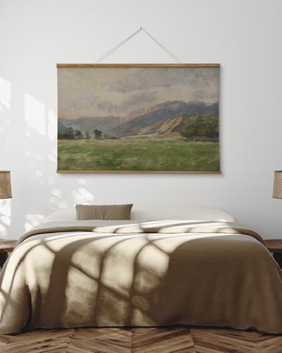 ARPEOTCY Extra Large Vintage Framed Wall Art, 36x54 Inch Field & Mountain Landscape Hanging Framed Canvas Print Art for Living Room Bedroom, Farmhouse Above Bed Wall Decor - color: Chodowiecki's Landscape