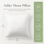 Ashler Throw Pillows Insert- 20x20 Pillow Inserts with Air Layer, Premium Bed and Couch Pillows - Indoor Decorative Throw Pillow, Square Cushion Sham Stuffer, Pack of 2, White - size: 20x20 Inch
