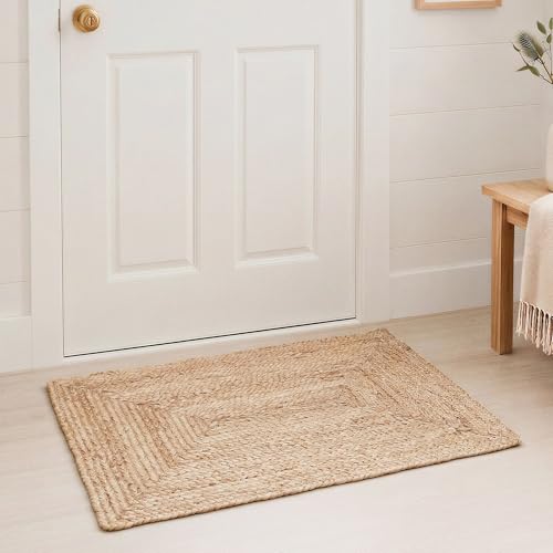 George Natural Braided Jute Runner 2x6' - Soft & Thick Premium Handmade Farmhouse Braided Rug Runner for Kitchen and Hallway, Reversible, Lays Flat, Won't Fray or Shed, Superior Golden Color - color: George, size: 2' x 6' (Rectangular)