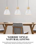 ELYONA 2 Pack Hammered Pendant Light Fixtures, 10.2” Metal & Rubber Wood Island Hanging Lamp, Adjustable Height, Modern Pendant Lighting for Kitchen,Farmhouse Bar,Dining Room,Bedroom, Nordic White - color: White - 2 Pack