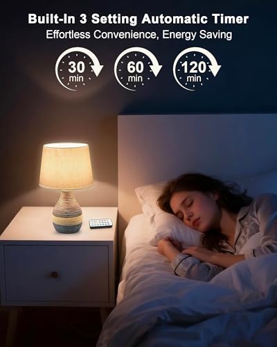 13" H Small Rechargeable Cordless Ceramic Table Lamp with Remote – RGB, Warm White Light, Timer, Dimmer – Battery Operated Lamp with Linen Shade for Patio, Bedroom, Living Room, Dining Table - size: Small-13"H