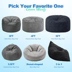 Hobestluk 3 in 1 Bean Bag Chair Giant Bean Bag Chairs for Adults with Chevron Plush Fur Cover Convertible Bean Bag Floor Cushion with Machine Washable Cover for Living Room (Chevron Plush Black) - color: Coal Black