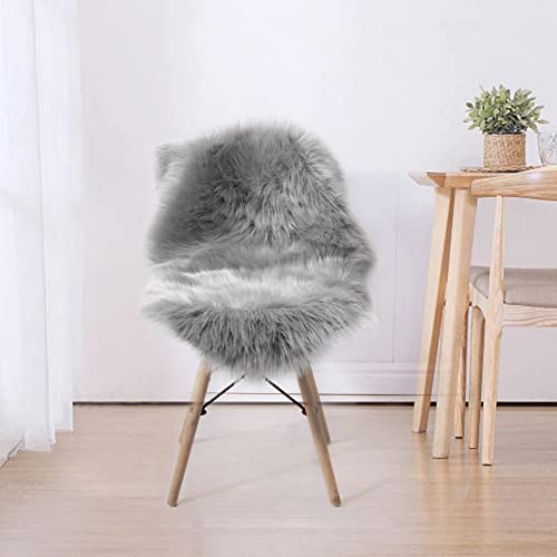 Faux Fur Rug Sofa Chairs Cover, Grey Small Rug for Bedroom, 2X3 Shaggy Furry Rugs for Kids Room, Shag Fluffy Rugs for Nursery Room, Soft Fuzzy Plush Carpet, Cute Floor Dorm Decor - color: Grey, size: 2' x 3' (Sheepskin)