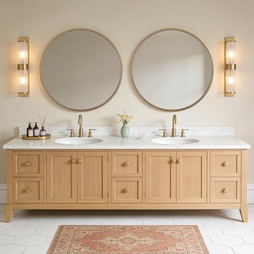 WallBeyond Round Wood Mirror, 36" Round Modern Decoration Large Circle Wall Mirror for Bathroom Living Room Bedroom Entryway, Natural - color: Natural, size: 36"L x 36"W
