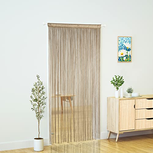 YaoYue Doorway String Curtain Door Curtains,Boho Hippie Hanging Fringe Room Divider for Patio Bedroom Closet Kitchen Laundry,Room Window Wall Door Decor(39x110inch/100×280cm,Ecru) - color: Ecru, size: 39"W x 110"L (Pack of 1)