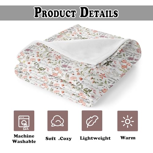 Watercolor Floral Throw Blanket for Couch, Cottagecore Home Decor, Vintage Nature Wildflower Botanical Throw Blanket for Bedroom Living Room Home Decoration, 50x60 Inches - color: Color_3