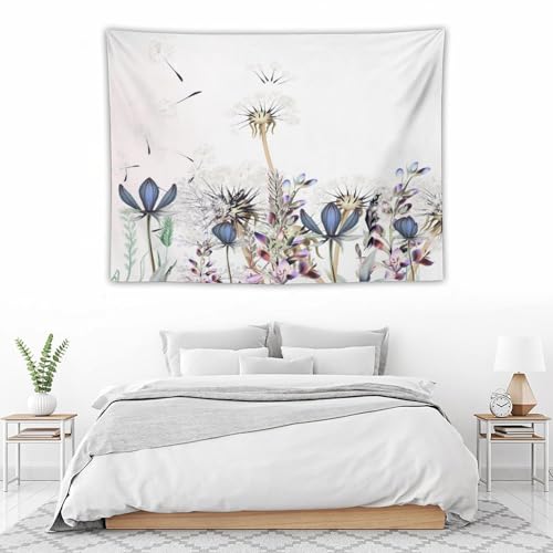 Kurtect Nature Dandelion Tapestry,Spring Plants Colorful Floral Botanical Theme Print Tapestries for Living Room Party Beach Picnic Blankets Tablecloths Wall Decor, 30x40 in - color: Flower-3, size: 40"L x 30"W