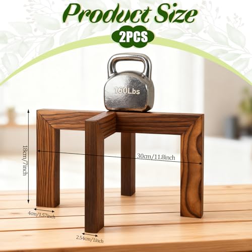 2 Pack Wood Plant Stand, Indoor Outdoor Sturdy Brown Flower Pot Holder Modern Plant Shelf Rattan Flower Plants Stool Elegant Home Decor for 5-18 Inch Pots Patio Variety Pots Easy Assembly