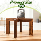 2 Pack Wood Plant Stand, Indoor Outdoor Sturdy Brown Flower Pot Holder Modern Plant Shelf Rattan Flower Plants Stool Elegant Home Decor for 5-18 Inch Pots Patio Variety Pots Easy Assembly