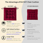 ELFJOY 4 Pack Chair Cushions for Dining Chairs Chair Pads Cushion for Kitchen Office Tufted Square Seat Cushion with Ties (16" Burgundy Velvet) - color: Burgundy Velvet