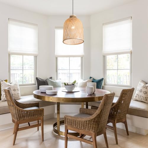 11.81" Dome Woven Pendant Light Fixture, Handmade Geometric Boho Bamboo Woven Pendant Light for Kitchen Dining Room Bedroom Living Room - color: 11.81"-1 Pack