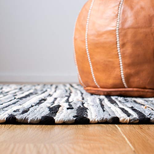 SAFAVIEH Rag Rug Collection Accent Rug - 2' x 3', Black & Multi, Handmade Boho Stripe Cotton, Ideal for High Traffic Areas in Entryway, Living Room, Bedroom (RAR129Q) - color: Black/Multi, size: 2' x 3' (Rectangular)