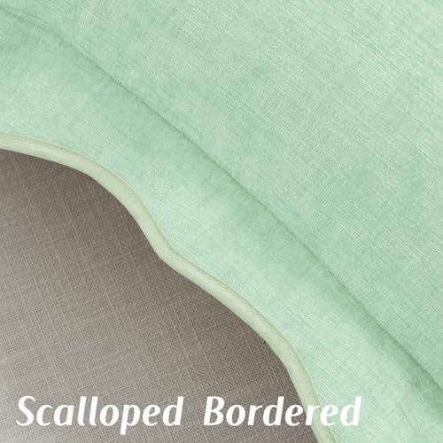 FUTEI Pack of 2 Solid Scalloped Bordered Throw Pillow Covers 16x16 Inch Soft Chenille Decorative Cushion Cases Farmhouse Accent for Couch Bed Living Room, Aqua - color: Aqua, size: 16" x 16" (Pack of 2)