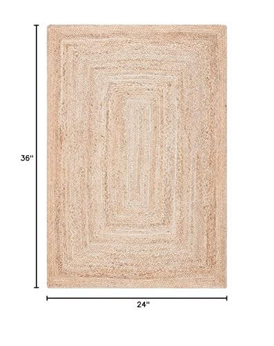 SAFAVIEH Area Rug 2x3 - Cape Cod Collection - Natural Brown, Handmade Braided Flat Weave Jute (CAP252A) - size: 2' x 3' (Rectangular)