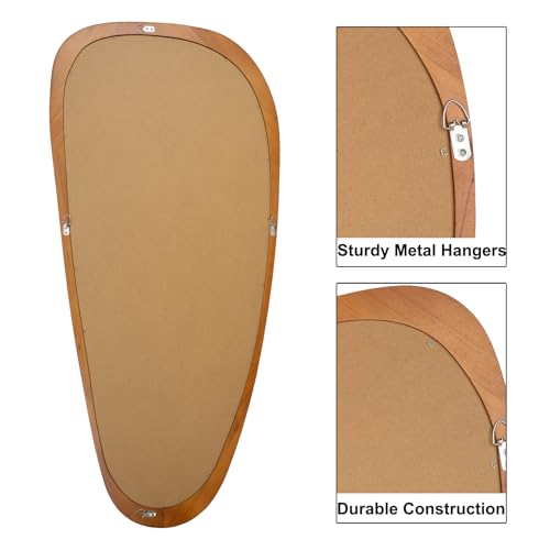 BOMINICA Full Length Irregular Wall Mirror, 48" x 22" Wooden Full Body Dressing Mirror Wall Mounted, Decorative Floor Mirror for Living Room, Bedroom, Entryway, Farmhouse, Home Decor - color: Wood, size: 48"L x 22"W