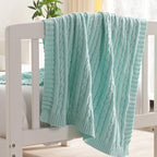 NTBAY 100% Pure Cotton Cable Knit Toddler Blanket, Super Soft Warm Breathable 30x40 Baby Blanket for Crib, Stroller, Nursery, Travel, Newborn, 30x40 Inches, Light Blue - color: Light Blue