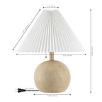 JONATHAN Y 17.25" Beige Wood Finish/White Sphere Table Lamp, Mid-Century Bedside Nightstand with Beige Pleated Linen Shade, Scandinavian Coastal Style, LED Bulb Included (JYL1145B) - color: Beige Wood Finish