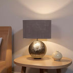 Cruiser’s Caché 19" Modern Metal Table Lamp, Antique Gold Finish with Handloomed Dark Khaki Rectangular Lampshade - style: Modern Metal